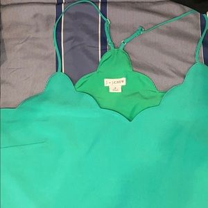 J Crew scalloped cami, bright green. Size 8